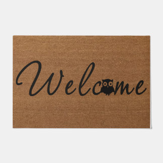 シンプルウェルカムフクロウ型可愛いフクロウのマットギフト ドアマット