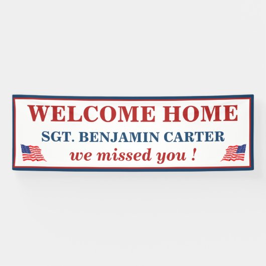 シンプルウェルカムホーム軍隊アーミーマリン 横断幕 (横)