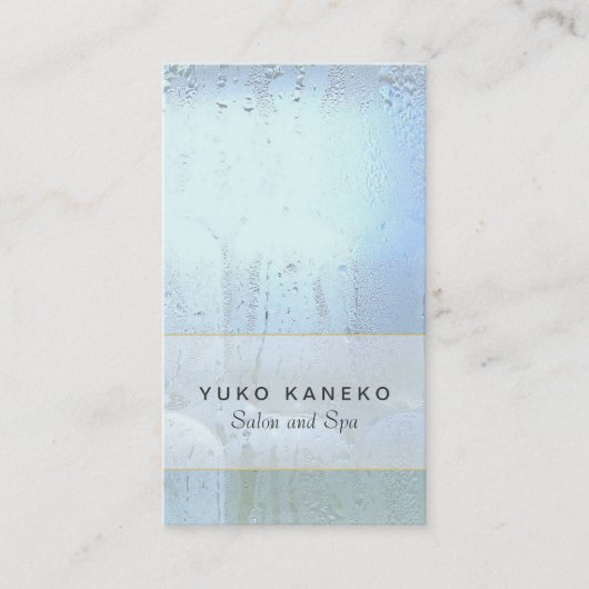 シンプルウエットブルーガラス美しいサロン及びスパ 名刺 (正面)