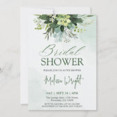 シンプルウォーエレガントトカラーグリーナリーブライダルシャワー 招待状 (正面)