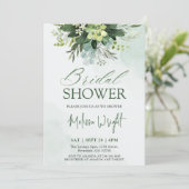 シンプルウォーエレガントトカラーグリーナリーブライダルシャワー 招待状 (スタンド正面)