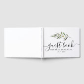 シンプルウォーターカラーオリーブグリーンブランチ ゲストブック (全面)