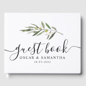 シンプルウォーターカラーオリーブグリーンブランチ ゲストブック (正面)