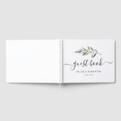 シンプルウォーターカラーオリーブグリーンブランチ ゲストブック (全面)