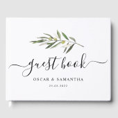 シンプルウォーターカラーオリーブグリーンブランチ ゲストブック (正面)