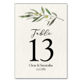 シンプルウォーターカラーオリーブグリーンブランチ テーブルナンバー (裏面)