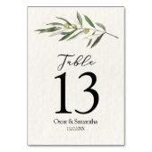 シンプルウォーターカラーオリーブグリーンブランチ テーブルナンバー (正面)