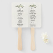 シンプルウォーターカラーオリーブグリーンブランチ ハンドファン (正面&裏面)