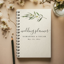 シンプルウォーターカラーオリーブグリーンブランチ プランナー手帳