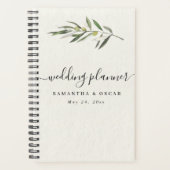 シンプルウォーターカラーオリーブグリーンブランチ プランナー手帳 (正面)