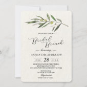 シンプルウォーターカラーオリーブグリーンブランチ 招待状 (正面)