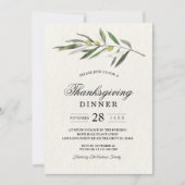 シンプルウォーターカラーオリーブグリーンブランチ 招待状 (正面)