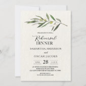 シンプルウォーターカラーオリーブグリーンブランチ 招待状 (正面)