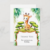 シンプルウォーターカラーキリン誕生日 サンキューカード (正面/裏面)