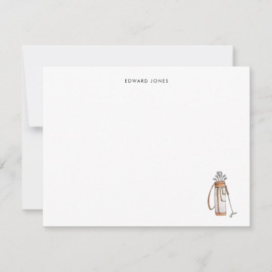 シンプルウォーターカラーゴルフバッグパーソナライズされた サンキューカード (正面)