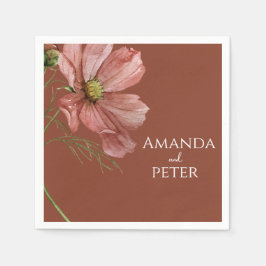 シンプルウォーターカラーテラコッタフローラ結婚ズ スタンダードカクテルナプキン