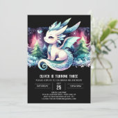 シンプルウォーターカラードラゴン誕生日 招待状 (スタンド正面)