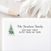 シンプルウォーターカラーパインツリー差出人住所 ラベル (インサイチュ)