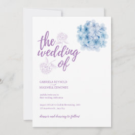 シンプルウォーターカラーブルーアジサイ結婚ズ 招待状