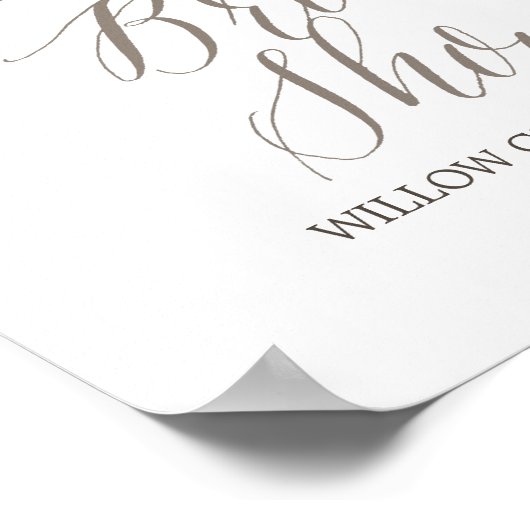 シンプルウォーターカラーブーケブライダルシャワーウェルカム ポスター (角)