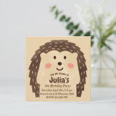 シンプルウォーターカラーヘッジホッグ誕生日パーティー 招待状 (スタンド正面)