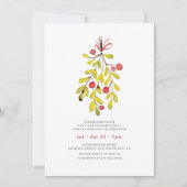 シンプルウォーターカラーホリーアンドベリーホリデーディナー 招待状 (正面)