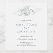 シンプルウォーターカラーマウンテングリーン結婚自然 ワインラベル (シングルラベル)