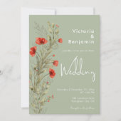 シンプルウォーターカラーワイルドフローラボホセージ結婚ズ 招待状 (正面)