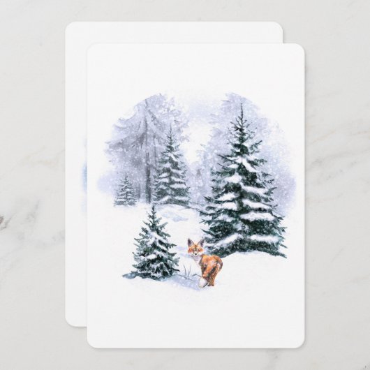 シンプルウォーター色の森クリスマスホリデーカード 案内状 (正面/裏面)