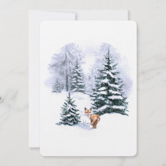 シンプルウォーター色の森クリスマスホリデーカード 案内状