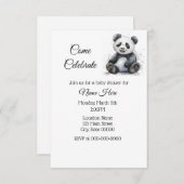 シンプルウォーター色パンダ赤ちゃんシャワー 招待状 (正面/裏面)