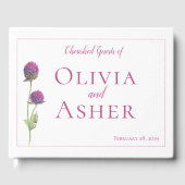 シンプルウオーターカラーアマランスシスルフラワー結婚ズ ゲストブック (正面)