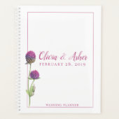 シンプルウオーターカラーアマランスシスルフラワー結婚ズ プランナー手帳 (正面)