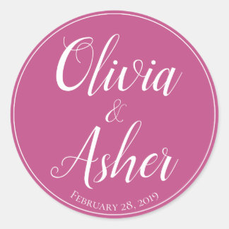 シンプルウオーターカラーアマランスシスルフラワー結婚ズ ラウンドシール