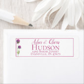 シンプルウオーターカラーアマランスシスルフラワー結婚ズ ラベル (インサイチュ)