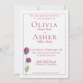 シンプルウオーターカラーアマランスシスルフラワー結婚ズ 招待状 (正面)