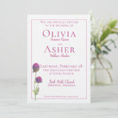 シンプルウオーターカラーアマランスシスルフラワー結婚ズ 招待状 (スタンド正面)