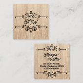 シンプルウッドフ素朴ライッシュモノグラムヴィンテージレトロ スクエア名刺 (正面/裏面)