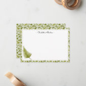 シンプルウッドランドグリーンファーンリーフパーソナライズされた ノートカード (正面/裏面インサイチュ)