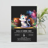 シンプルウッドランドタイガー誕生日 招待状 (スタンド正面)