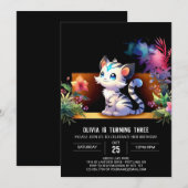 シンプルウッドランドタイガー誕生日 招待状 (正面/裏面)