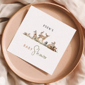 シンプルウッドランドフォレストアニマルズベビーシャワーナプキンス スタンダードカクテルナプキン