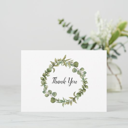 シンプルウッドランドユーカリプトゥスグリーンリーサンキューカード サンキューカード (スタンド正面)