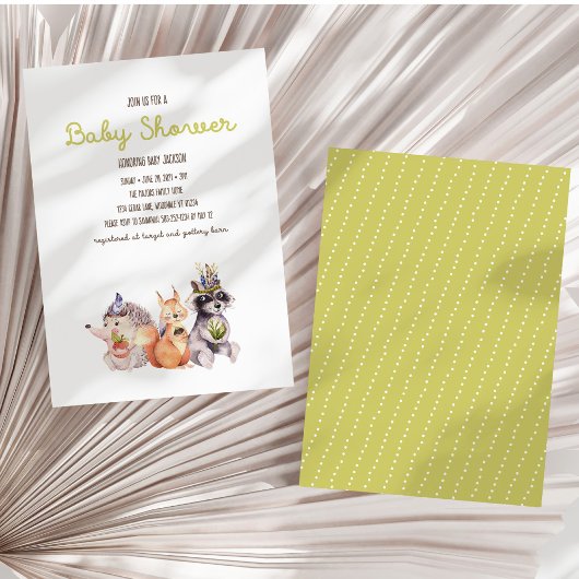 シンプルウッドランド素朴ベイビーシャワー招待状 招待状