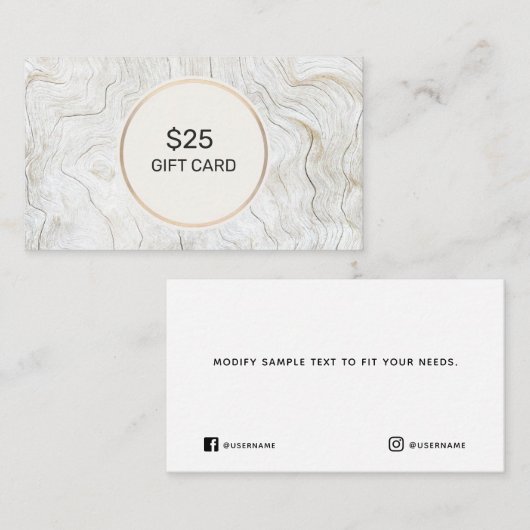 シンプルウッド$25割引ギフトカード 名刺 (正面/裏面)
