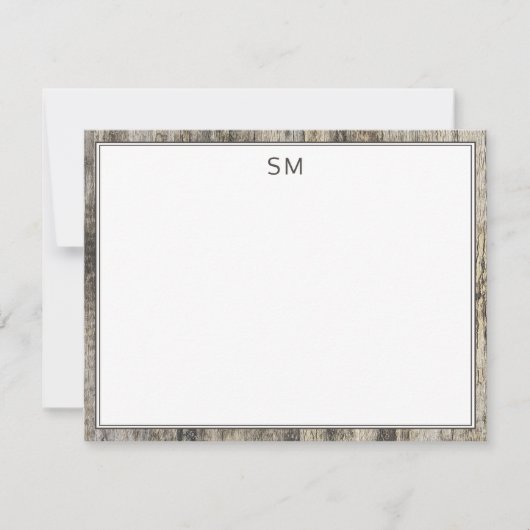 シンプルウッ素朴ドモノグラムイニシャル   ノートカード (正面)