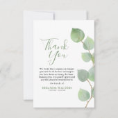 シンプルウーターカラーユーカリプトゥスグリーン悔やみや弔慰 サンキューカード (正面)