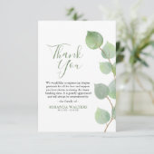 シンプルウーターカラーユーカリプトゥスグリーン悔やみや弔慰 サンキューカード (スタンド正面)