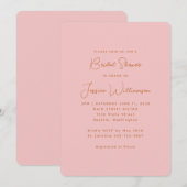 シンプルエスティモダンパステルピンクブライダルシャワー 招待状 (正面/裏面)