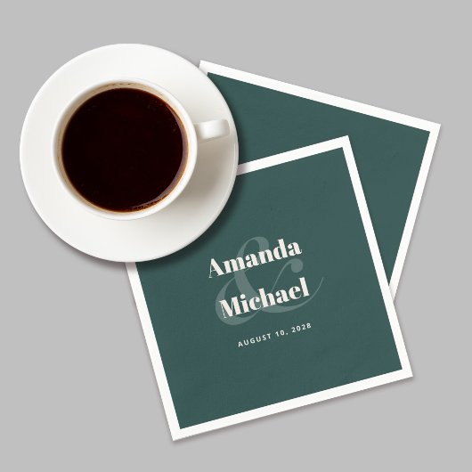 シンプルエメラルドグモダンリーミニマル結婚リスト スタンダードカクテルナプキン